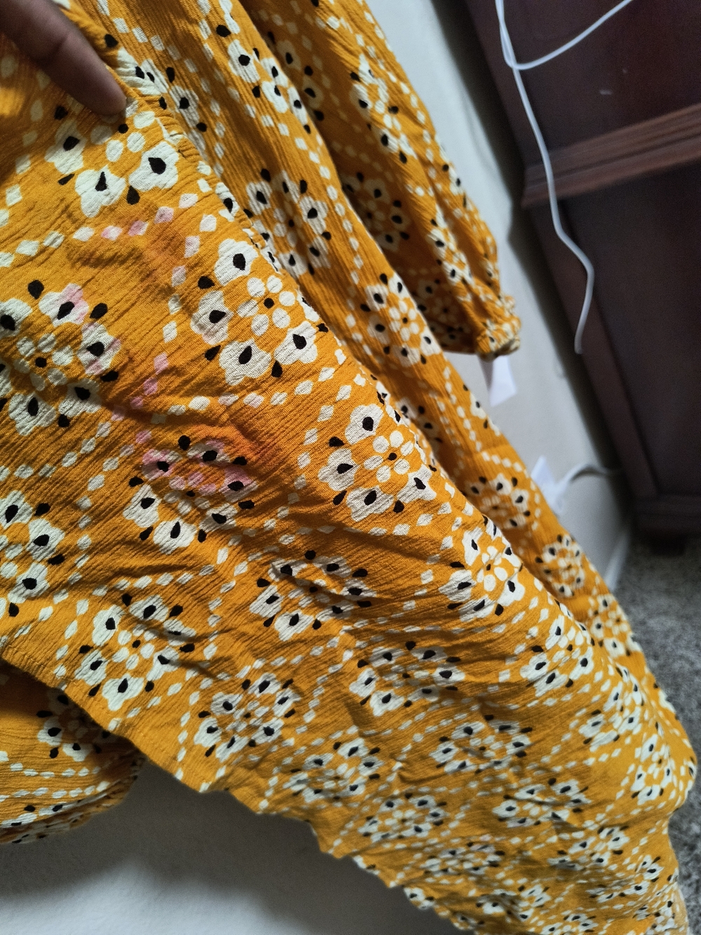 Zara Mustard Floral Tie-Neck Midi Dress - Picture 3 of 13